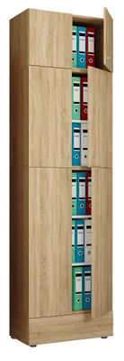 Image de Armoire de bureau XXL avec 5 compartiments avec fixation et tiroir / armoire de dossier moderne avec portes tournantes / dimensions env. H. 240 x W. 70 x D. 39 cm – Lona 5 compartiments