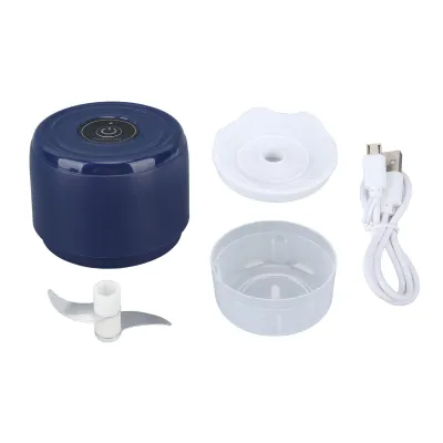 Zdjęcie produktu dla Elektryczny mini rozdrabniacz do czosnku, bezprzewodowy, wodoodporny, przenośny, idealny do cebuli, imbiru i na kemping, 100 ml, port ładowania USB (5 V), niebieski