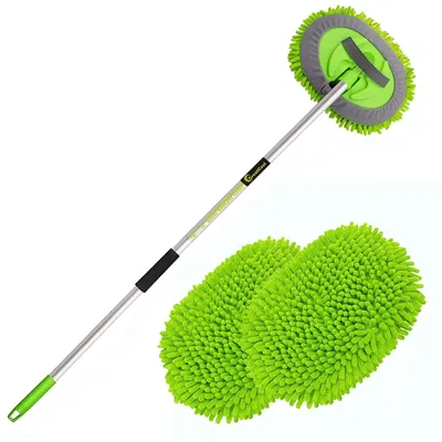 Immagine prodotto di Spazzola per Auto da 62'' con Manico Lungo - Set in Microfibra Chenille 2 in 1