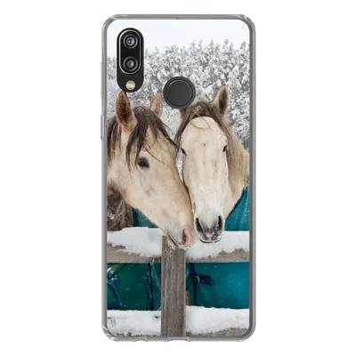 Produktbild von MuchoWow® Handyhülle Schutzhülle Hülle für Huawei P20 Lite (2020) Pferde - Decke - Schnee Silikon Softcase Handy Hülle - Kartenhalter