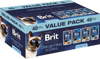 Obrázek produktu pro Brit Delicate Fillets in Gravy pro dospělé kočky mokré krmivo pro kočky 48x85g