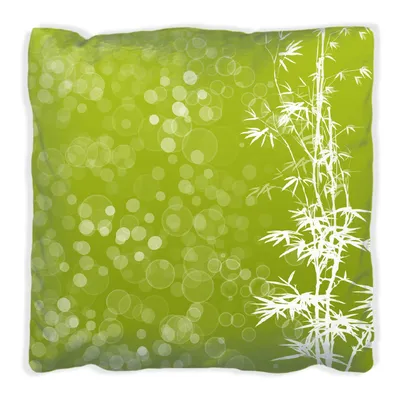 Produktbild von Wallario Premium Kissen, weiche Oberfläche, mit Motiv Bambusmuster grün-weiß, Größe: 60 x 60 cm, mit weißer Rückseite