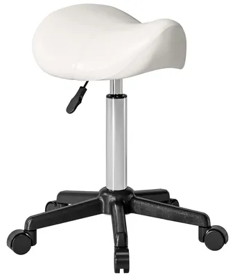 Produktbild von Rollhocker, Arbeitsstuhl mit verstellbarer H?he (45šC57 cm) und ergonomischem Sitz, 48 x 47 x 45šC57 cm, wei?