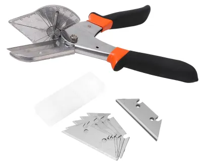 Produktbild von Winkel-Gehrungsschere mit 10 Klingen, verstellbare Abschrägungsschere aus Metall, Winkelschneidewerkzeug