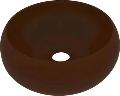 Obrázek produktu pro vidaXL umyvadlo kulaté matné tmavě hnědé 40x15 cm Keramika