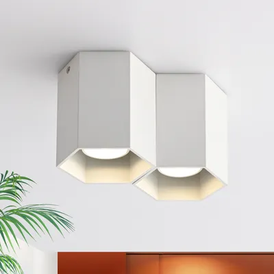 Produktbild von ZMH Deckenleuchte Weiß 2 Flammig GU10 Deckenspots LED Aufbauspot Deckenstrahler Spots Aufbaustrahler Modern Rund Spotleuchte Aufbauleuchte für Küche Wohnzimmer Esszimmer