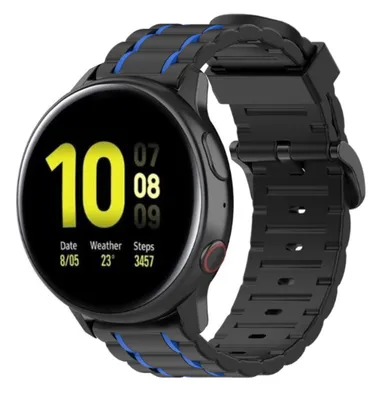 Produktbild von Strap-it Samsung Galaxy Watch Active Sport Schnallenarmband (Schwarz/Blau)