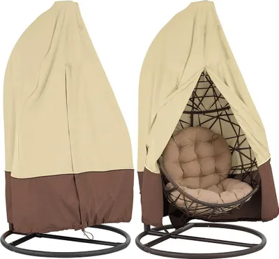 Zdjęcie produktu dla 420D 115x190cm Brązowy Pokrowiec ochronny na wiszące krzesło z zamkiem błyskawicznym Zewnętrzny wodoodporny pokrowiec ochronny chroniący przed promieniowaniem UV Wiszące krzesło Wisząca huśtawka Pokrowiec na meble ogrodowe Pokrowiec na plandekę