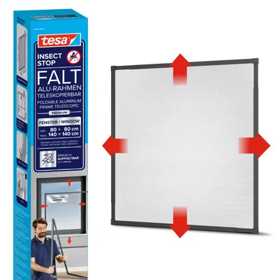 Produktbild von Tesa 55214-01 - Bausatz zur Montage von Fensterschirmen - Anthrazit - Aluminium - Schwarz - 800 x 1400 mm