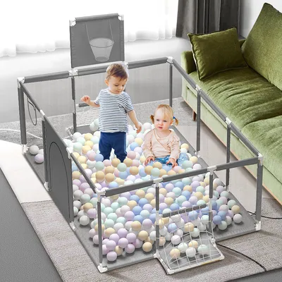 Produktbild von Detská ohrádka 181 x 122 cm pre bábätká ohrádka skladacia bezpečnostná zábrana hrací stan ohrádka pre bábätká prenosná detská kolíska, sivá