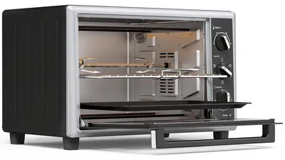Produktbild von 46 L Mini-Backofen mit Drehspieß, Umluft, Temperaturregelung und Timer, 1800 W, Schwarz