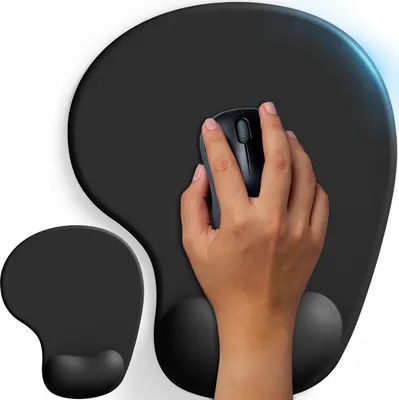 Produktbild von Mauspad mit Handgelenkauflage 25x21cm Ergonomisches Gel Silikon Handauflage Mouse Pad PC Laptop Computer Ergonomie Unterlage Schwarz Retoo