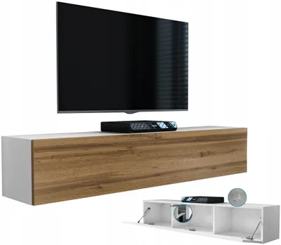 Zdjęcie produktu dla Wisząca szafka RTV pod telewizor pozioma nowoczesna dąb wotan 160cm