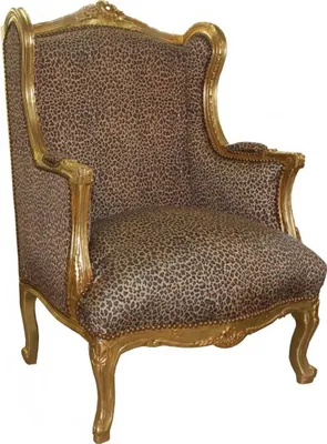 Produktbild von Casa Padrino Barock Lounge Thron Ohrensessel Leopard / Gold Mod2 - Antik Stil Wohnzimmer Tron Stuhl