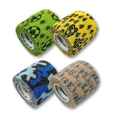 Produktbild von LisaCare Kinderpflaster - Selbstklebender Pflasterverband - 5cm x 4,5m - Kindermotive - 4er Set kohäsive Bandage
