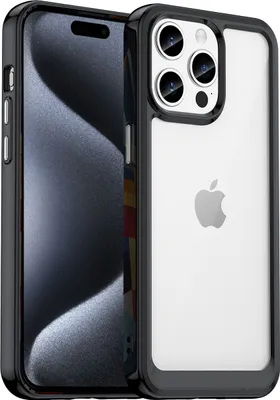 Produktbild von iPhone 15 Pro Max Hülle, Klar Rückseite Stoßfeste TPU Silikon Bumper Schutzhülle für iPhone 15 Pro Max Schwarz