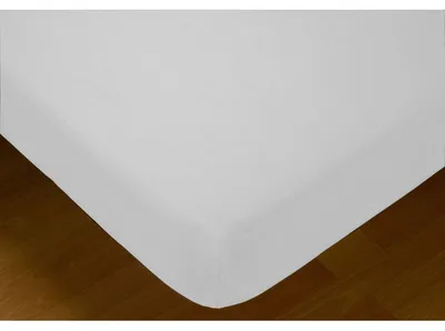 Image de Drap-housse pour lit de 135 cm - Blanc, 50% coton et 50% polyester