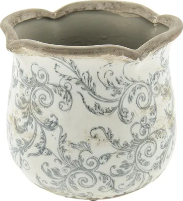 Obrázok produktu pre Clayre & Eef Kvetináč Ø 18x17 cm béžová sivá Keramické kvety