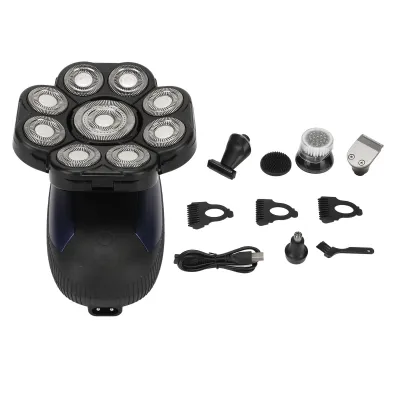 Obrázek produktu pro Elektrický zastřihovač, rychlejší nabíjení, akumulátorový, dobíjecí, 9 řezných hlav, vodotěsný, 3D řezačka chleba s plovoucí hlavou