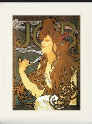 Obrázek produktu pro Alfons Mucha Zarámovaný obraz s elegantním paspartou | Obrazy na zeď | V rámu - JOB, 1896 (80 x 60 cm)