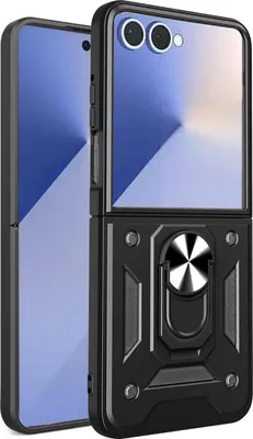 Produktbild von Für Samsung Galaxy Z Flip7 5G Armor Magnet Ring TPU Hybrid Schutz Hülle Schwarz