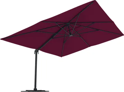 Produktbild von Ampelschirm 4x3m rechteckig Sonnenschirm Terrasse drehbar mit Kurbel Standkreuz UV-Schutz bordeaux Gestell anthrazit paramondo parapenda