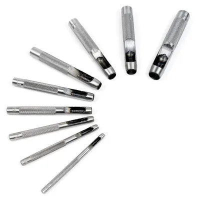 Produktbild von XPOtool Locheisen Set 3-12mm 9-teilig Lochschneider Kohlenstoffstahl für Leder, Gummi, Weichplastik usw.