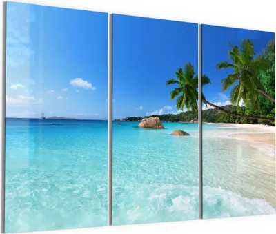 Produktbild von DEQORI Glasbild Echtglas 3x50x100 cm 'Bilderbuchstrand' Wandbilder XXL groß
