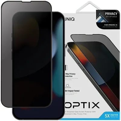 Zdjęcie produktu dla Szkło Uniq Optix Privacy Hartowane Prywatyzujące Na Iphone 14 / 13 / 13 Pro Z Aplikatorem