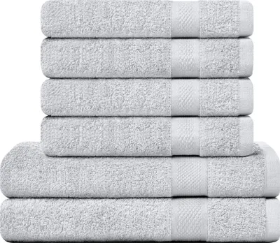 Produktbild von CAMRY Handtuch Set 6-teilig - 4 Handtücher 50x100 cm und 2 Badetücher 70x140 cm aus 100% Baumwolle 500 g/m² - weiche und saugstarke Tücher in Farbe Silber