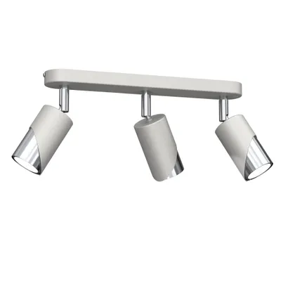 Image de Plafonnier Shift gris clair chromé, 3 x GU10 x 15 W, métal, dimensions : 17 x 33 x 5,5 cm, IP20, Luminex