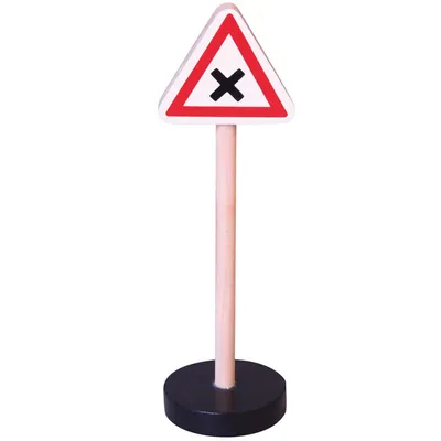 Produktbild von Hölzernes Verkehrsschild - Achtung Kreuzung
