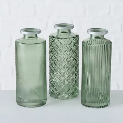 Produktbild von Boltze 2007103, Flaschenförmige Vase, Glas, Hellgrün, Silber, Drinnen, 132 mm, 170 g