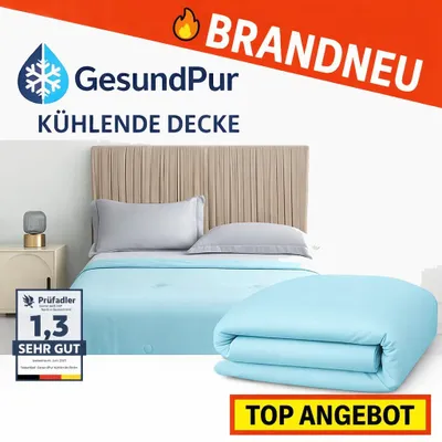 Zdjęcie produktu dla Koc chłodzący SleepCool™ – koc chłodzący, kołdra letnia, pościel letnia: błękitny / 150 x 200 cm