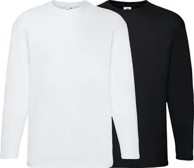 Produktbild von Fruit of the Loom Uni-Langarmshirt 2er-Pack weiß/schwarz XXL