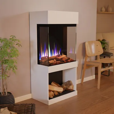 Produktbild von Glow Fire PR12 Elektrokamin E-Motion 3D Deluxe Echtholzdekoration Weiß