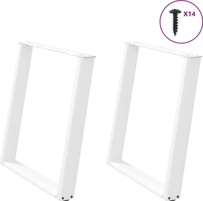 Obrázek produktu pro Nohy k jídelnímu stolu ve tvaru U, 2 ks, bílé, 80 x (72-73) cm, ocel