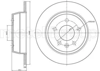 Produktbild von 2x METELLI Bremsscheibe 23-0417 passend für MERCEDES-BENZ VITO Bus (638) 65 0mm