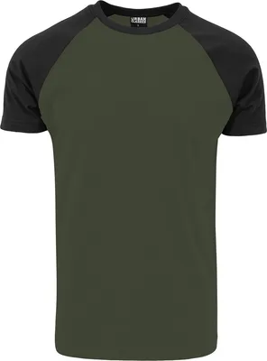 Produktbild von Urban Classics T-Shirt Herren Raglan Contrast Tee oliv/schwarz M