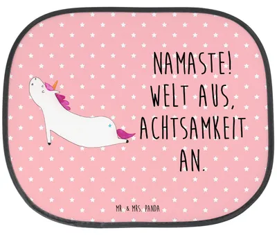 Produktbild von Mr. & Mrs. Panda Sonnenschutz für Auto Einhorn Yoga - Rot Pastell - Geschenk, hitzeschutz, Unicorn, Sport, Yogamatte, Sonnenblende, autoscheibe, Einhörner