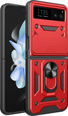 Produktbild von Hülle für Motorola Razr 40 mit Ring Ständer Halter TPU PC Hybrid Handyhülle Rot