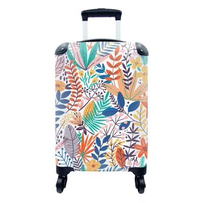 Produktbild von MuchoWow® Koffer Handgepäck Trolley Rollkoffer Kleine Reisekoffer mit 4 Rollen - Sommer - Pflanzen - Blätter - Muster - Cabin Size < 55x40x23 cm & 55x40x20 cm - Fotokoffer - Kabinenkoffer - Boardgepäck - Reise-Box - Reisekoffer - Reisegepäck - Koffer mit Bild - Trolley für Kinder
