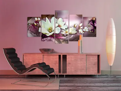 Produktbild von Akustikbild Blumen 200x100 cm 5-teilige Bilder Akustikschaum Hochleistungsschallabsorber Schallschutz Leinwand 5 tlg Wandbild Raumakustik Schalldämmung 030110-7