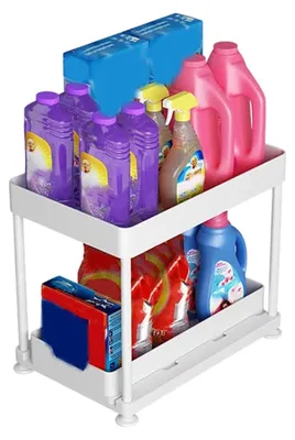 Image de Étagère de rangement à 2 niveaux pour cuisine et salle de bain