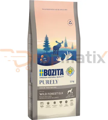 Produktbild von Bozita Dog Purely Puppy & Junior Large Elch Grain Free Hundetrockenfutter 11 kg