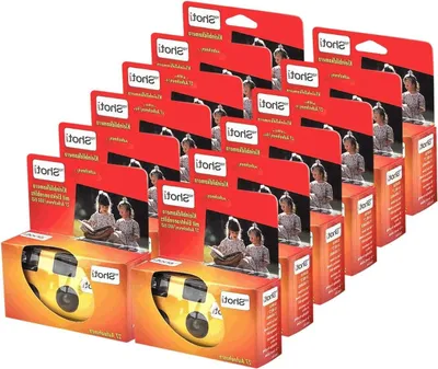 Productafbeelding van Wegwerpcamera met flitser - Compacte camera - Herinneringen vastleggen - Ingebouwde flitser - 12 stuks - Zwart