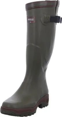 A single green Aigle boot is shown against a white background.