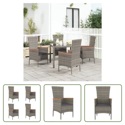 Produktbild von The Living Store Gartenstühle mit Kissen 4 Stk. Poly Rattan Grau