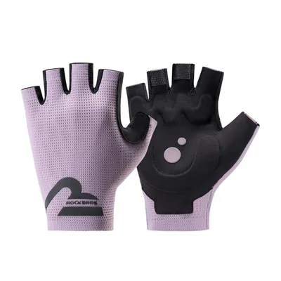 Produktbild von ROCKBROS Fahrradhandschuhe Fingerlos Elastische Atmungsaktiv Radhandschuh mit SBR Polster für Rennrad, MTB Lila XL