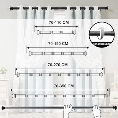 Productafbeelding van Famanu gordijnstang, extra lang - 70-190 cm